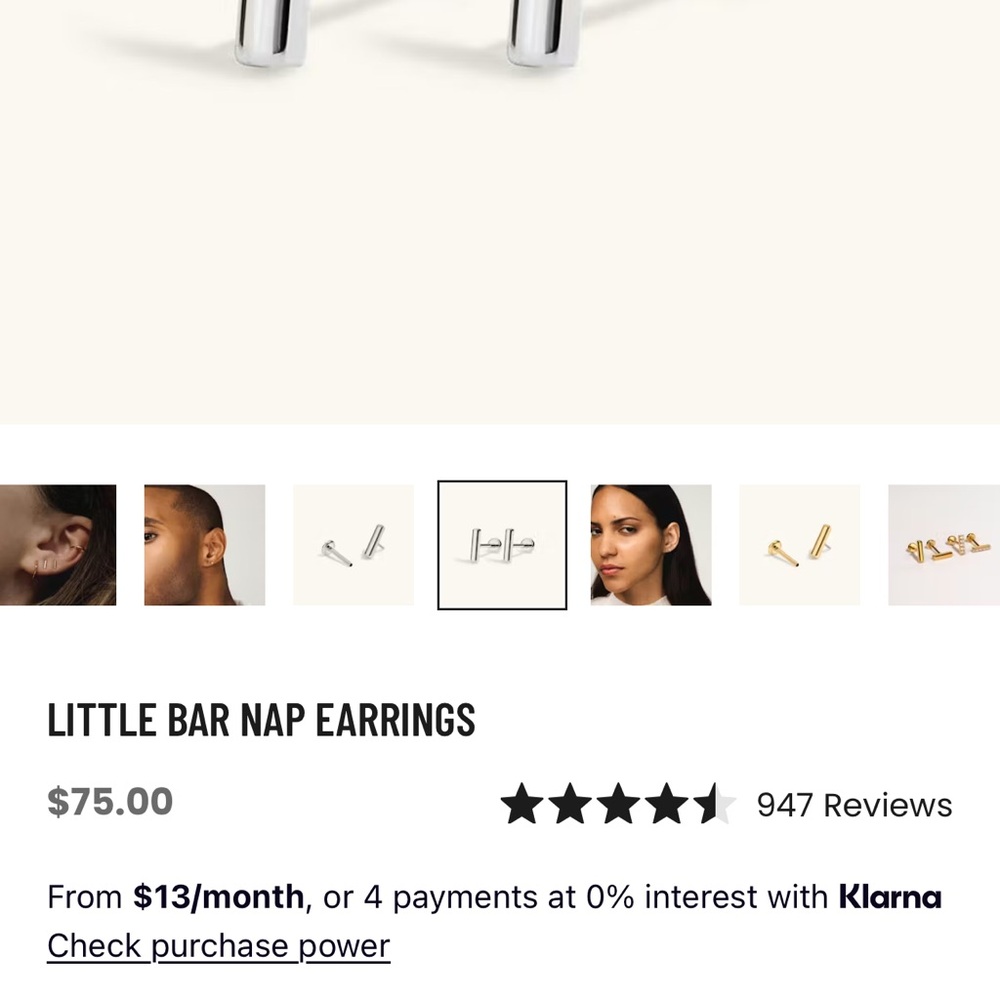 Maison Miru Gold Titanium Bar Earrings